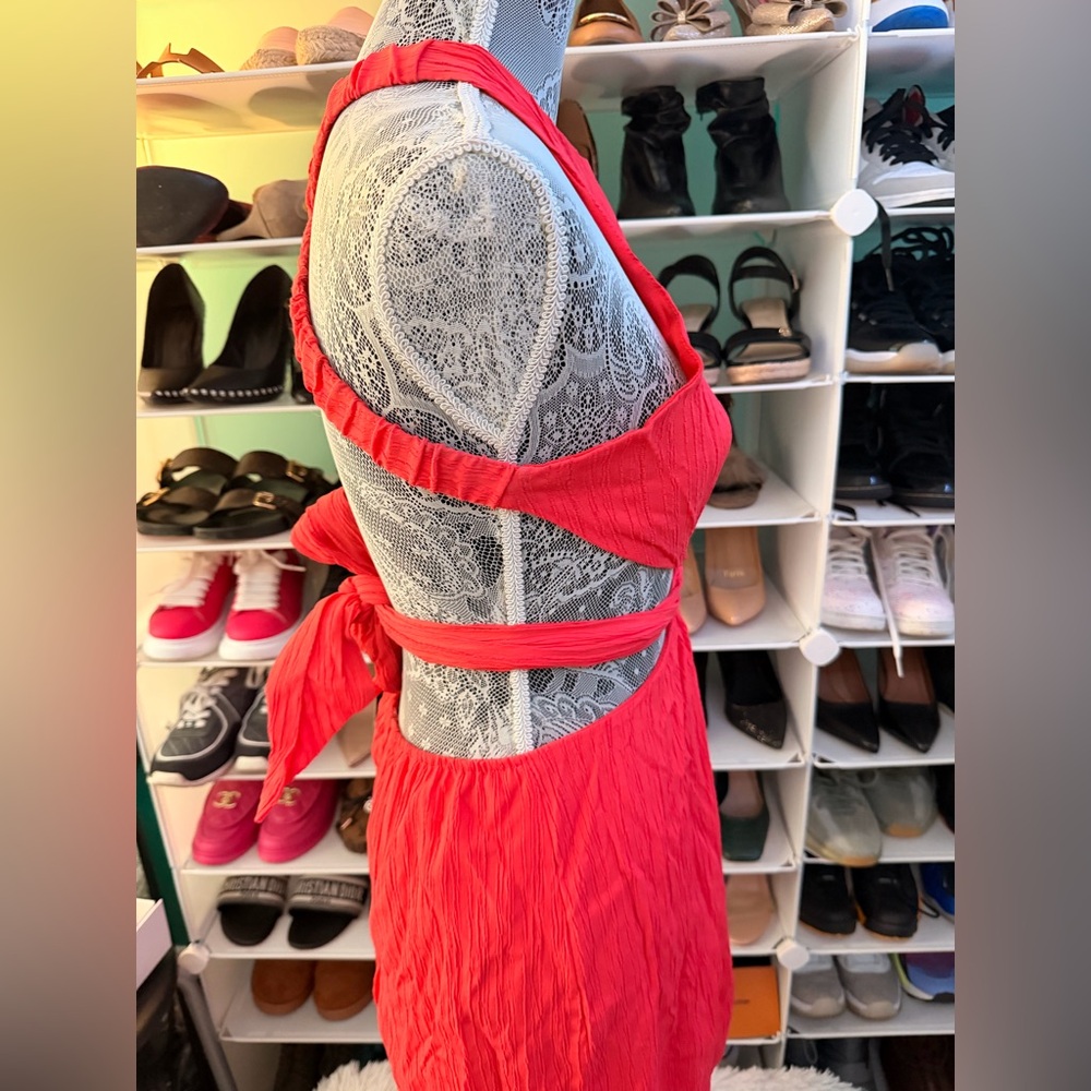 Orange Halter Dress with side cut-outs NWT size Medium - Picture 3 of 6